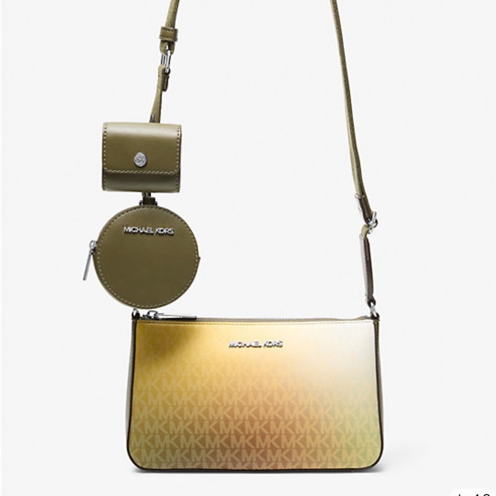 MICHAEL KORS Jet Set Sm Ombré Signature Logo Crossbody Case Apple Airpods Pro® - Picture 3 of 16
